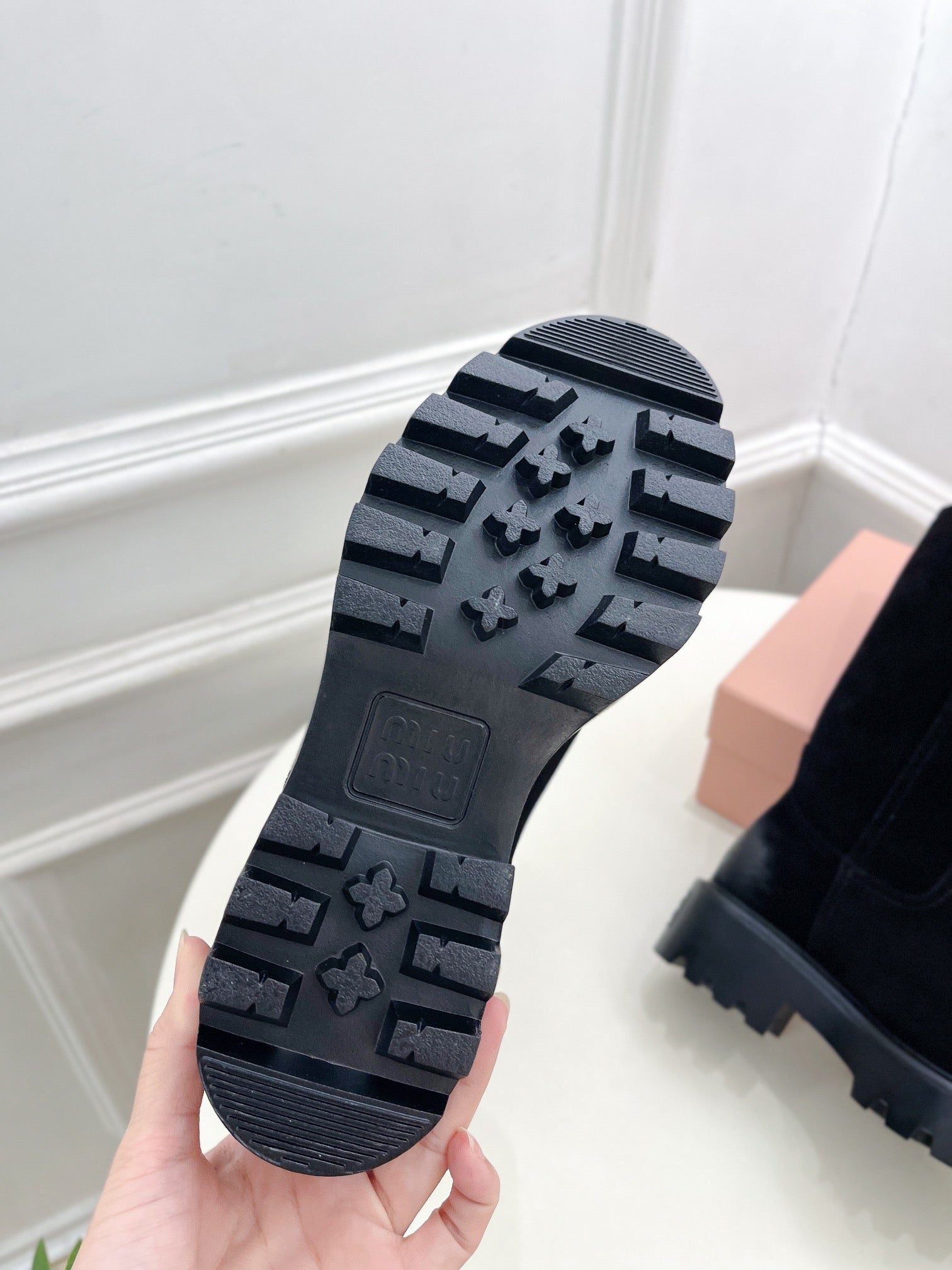 Miu Short Boots Black Sude