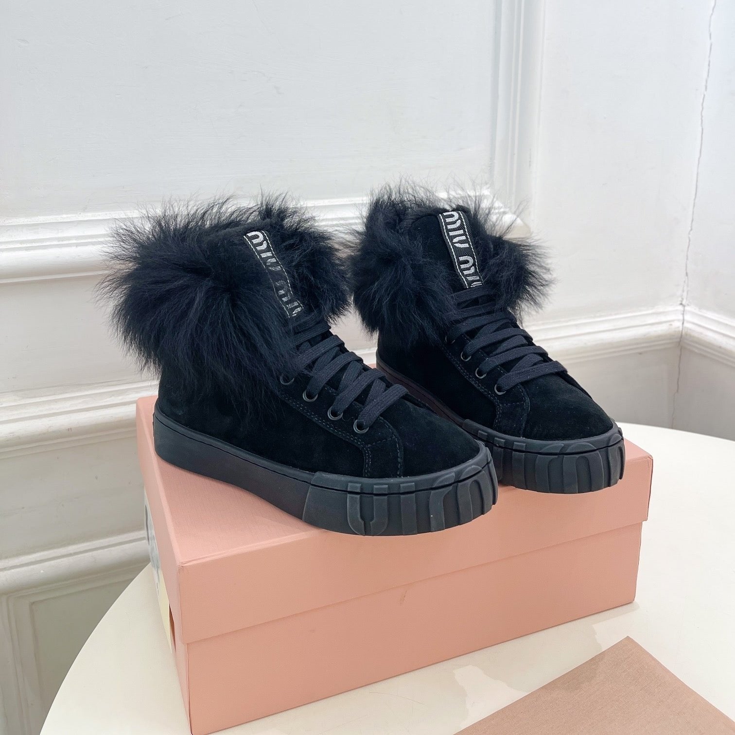 Miu Ankle Boots Black Wool