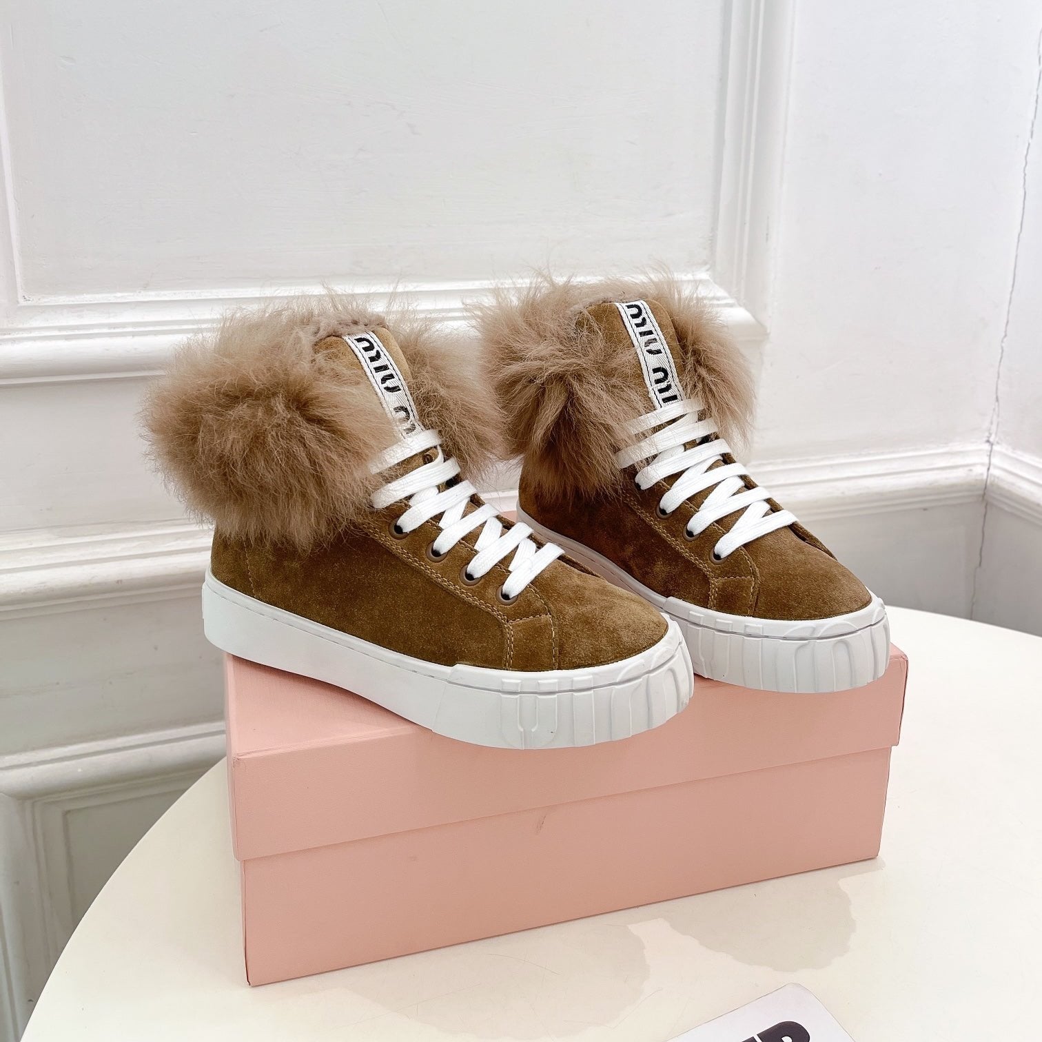 Miu Ankle Boots Tawny Wool