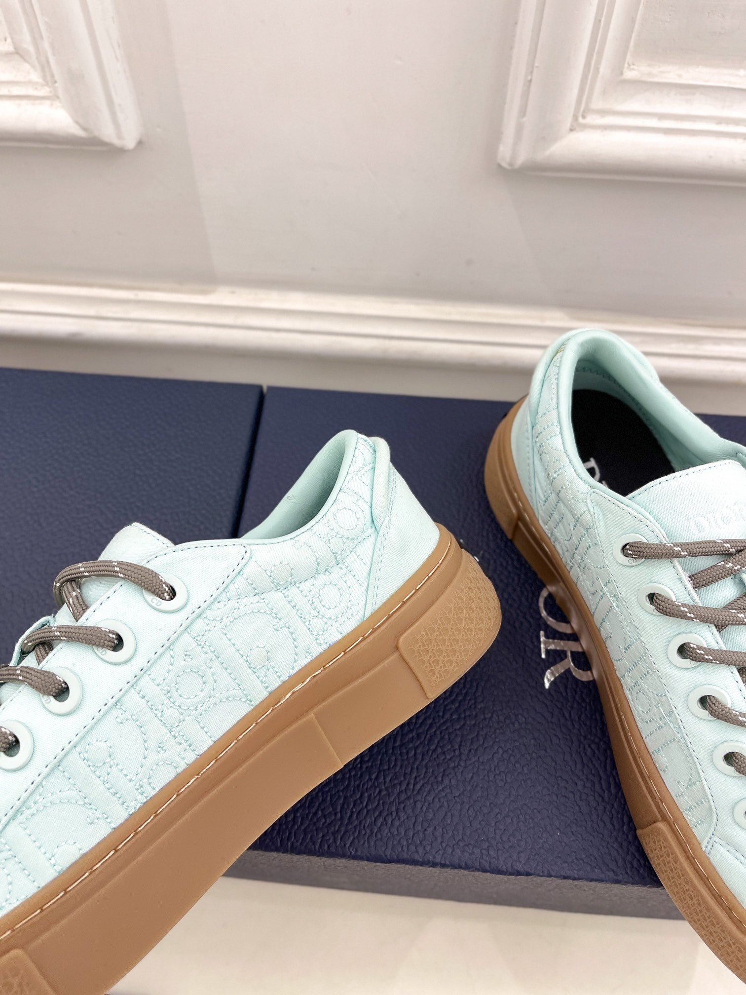 CD B33 Sneaker 30mm In Light Turquoise Monogram Denim Fabric 988197