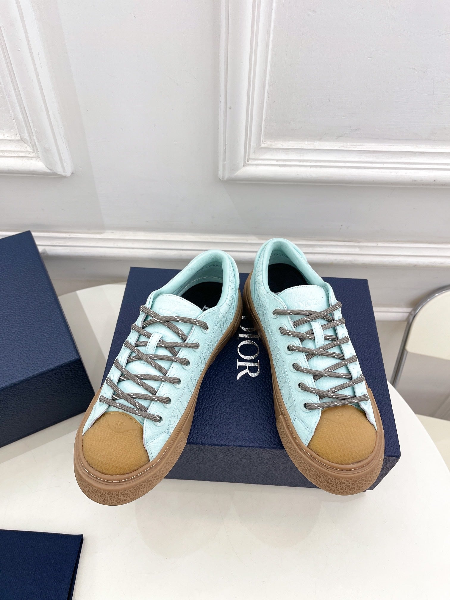 CD B33 Sneaker 30mm In Light Turquoise Monogram Denim Fabric 988197