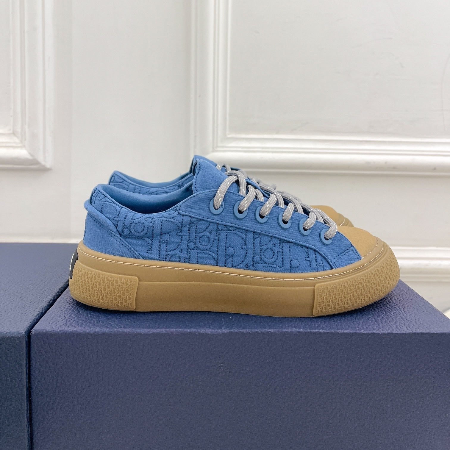 CD B33 Sneaker 30mm In Blue Monogram Denim Fabric 988199