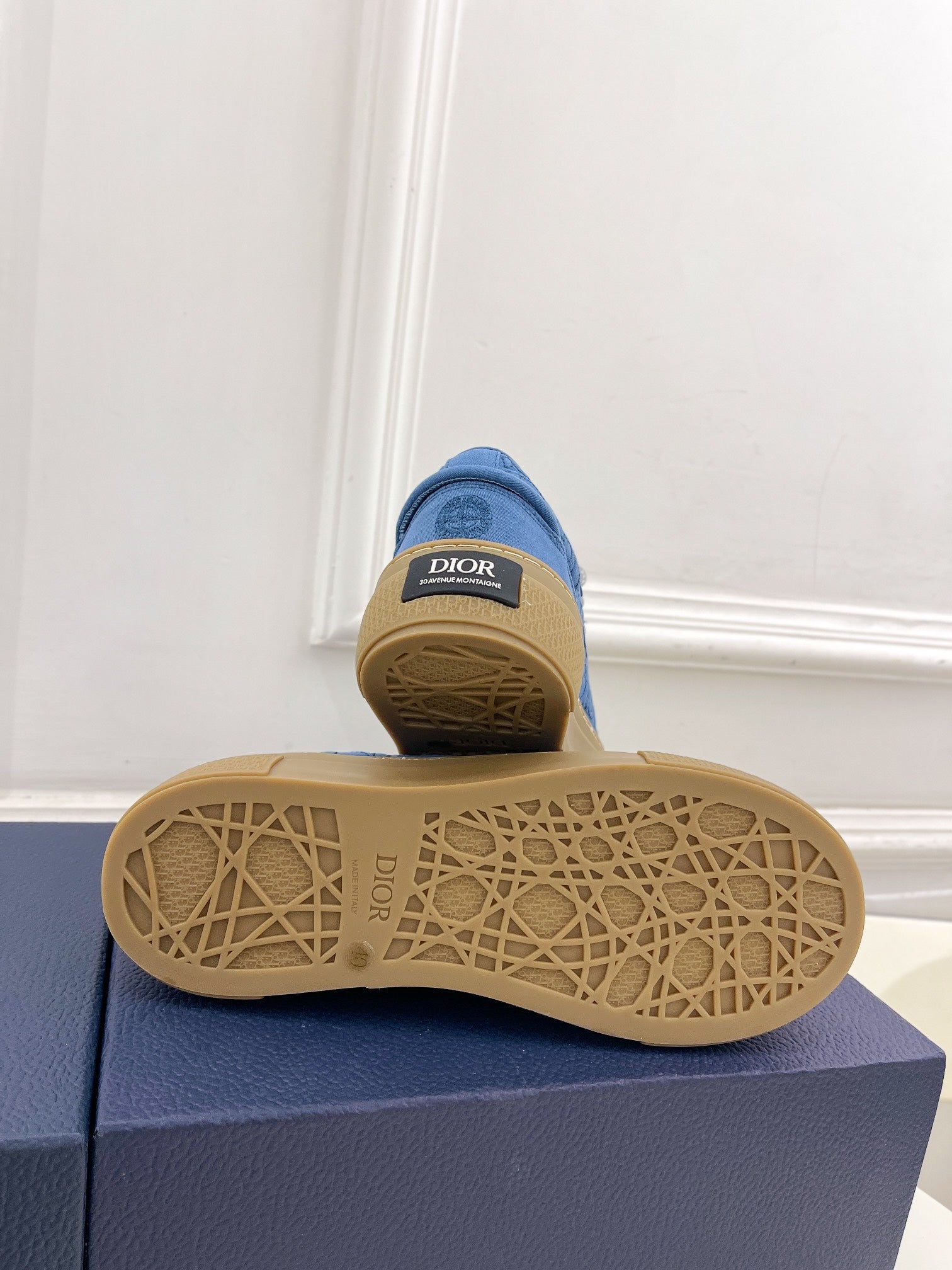 CD B33 Sneaker 30mm In Blue Monogram Denim Fabric 988199