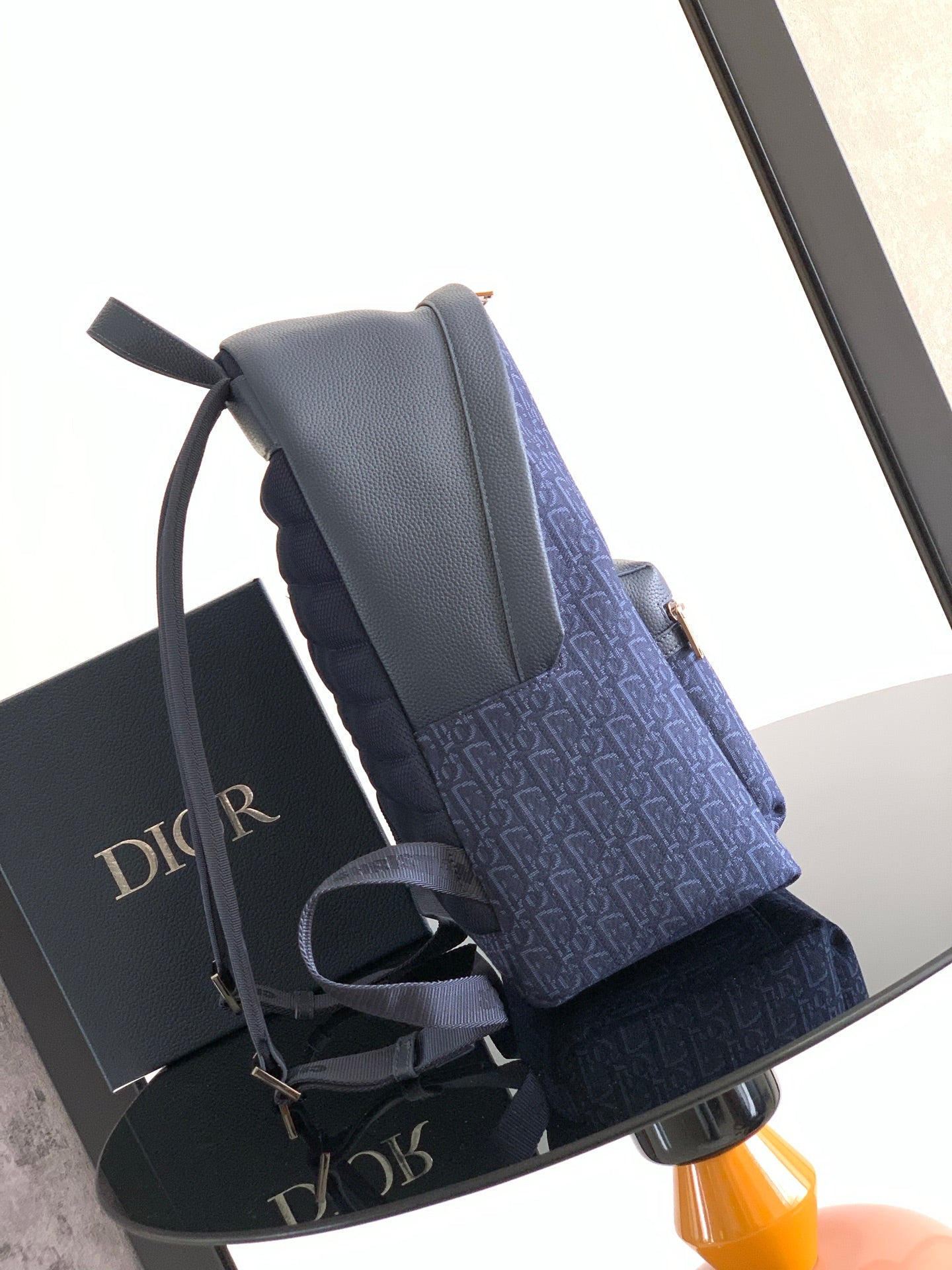 Dior  Rider 2.0 Zipper Backpack Navy Blue Cowhide 336223