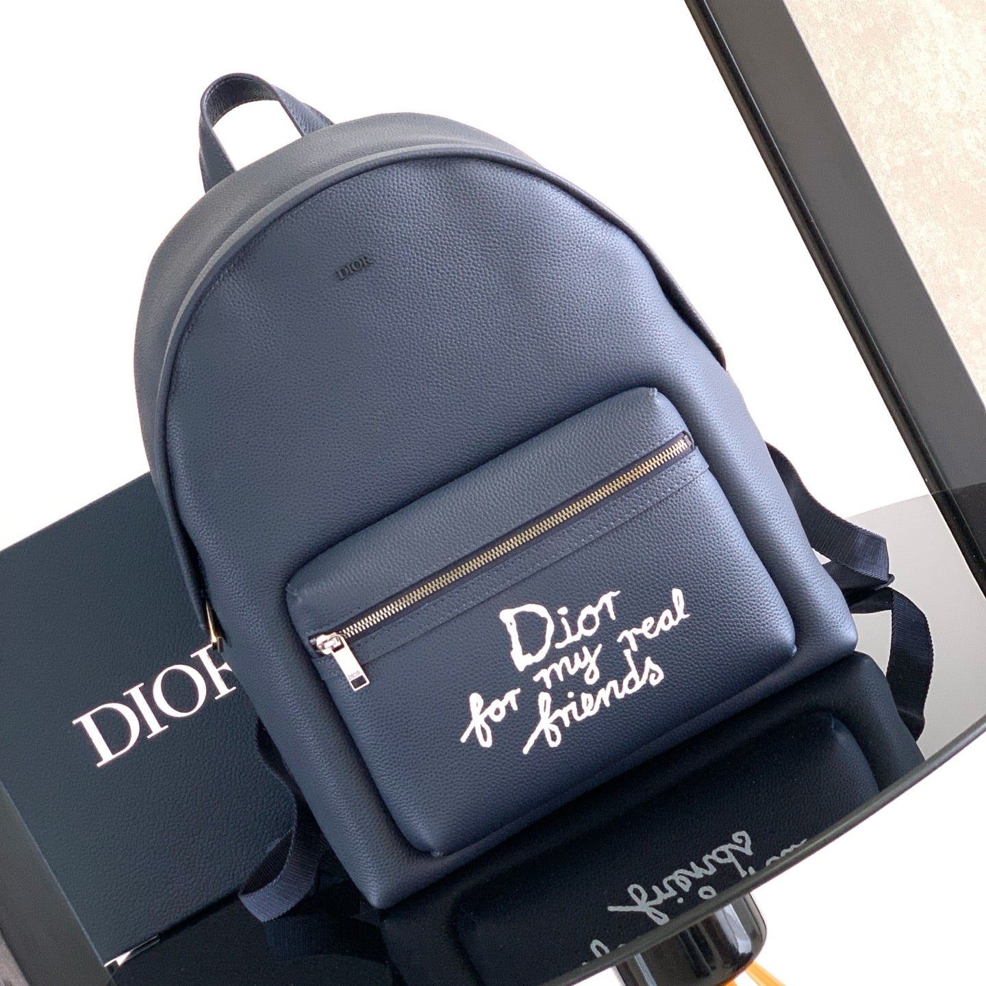 Dior Rider 2.0 Zipper Backpack Navy Blue Cowhide 336239