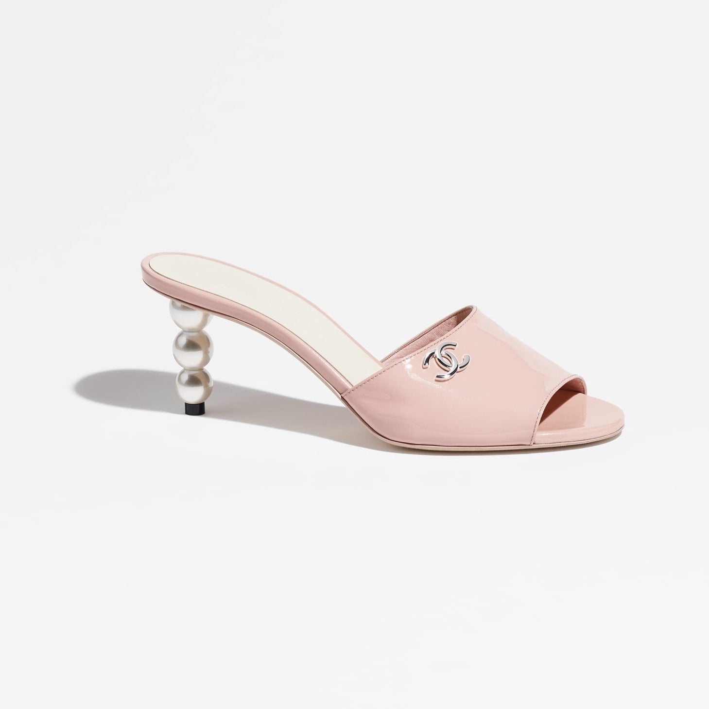 mules light pink patent lambskin