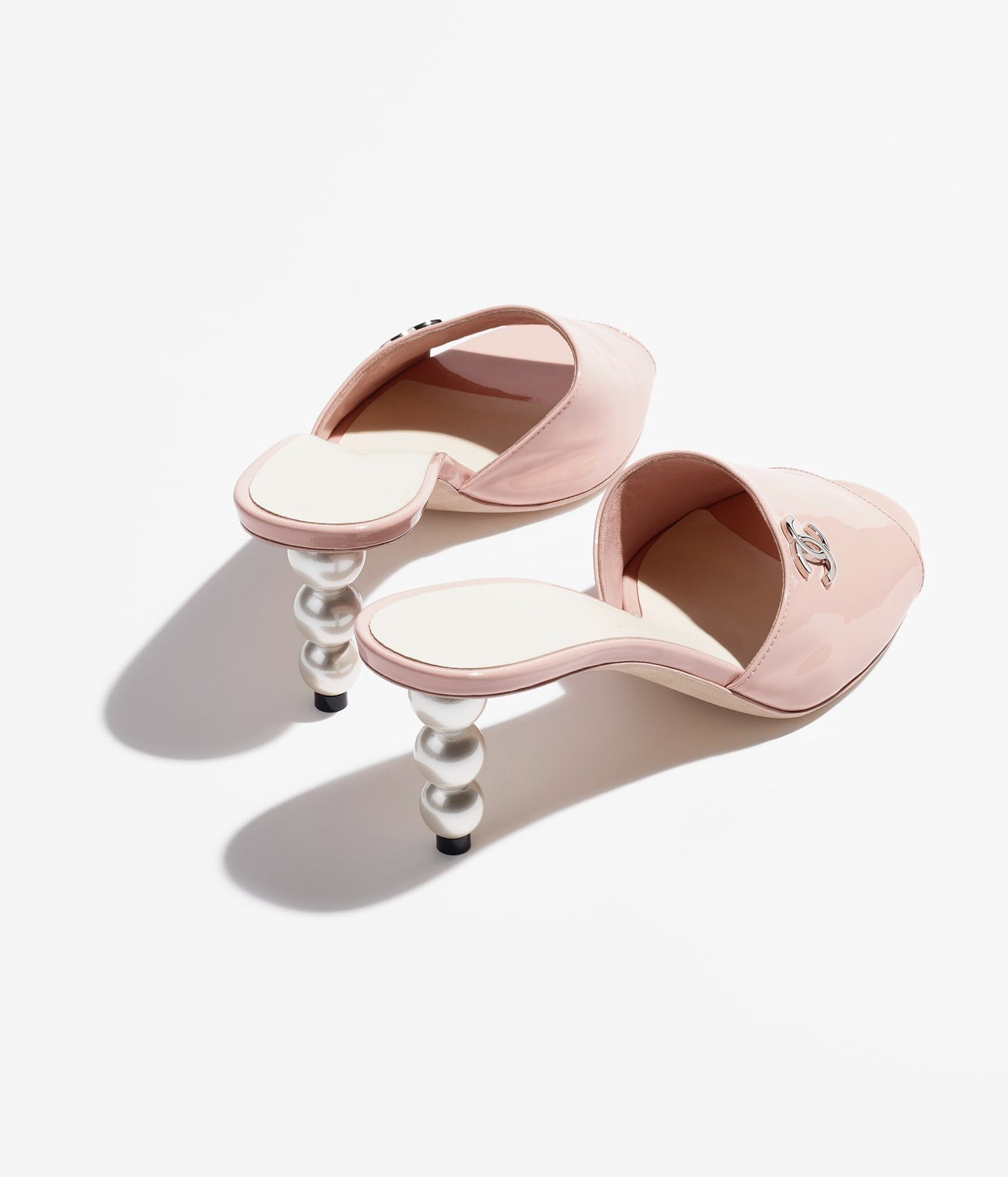 mules light pink patent lambskin