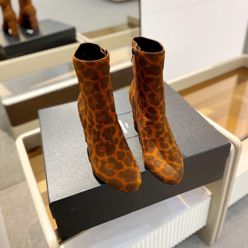 SL HONORÃ‰ BOOTIES LEOPARD BRICK SUEDE