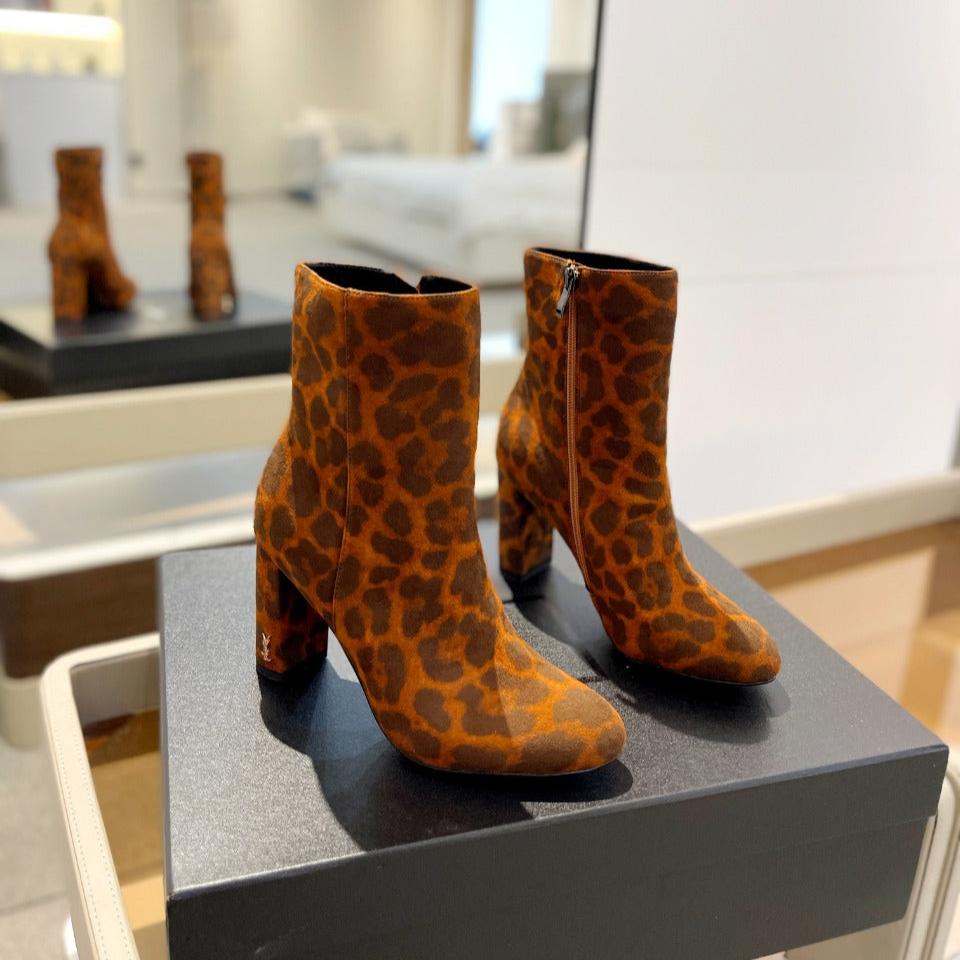 SL HONORÃ‰ BOOTIES LEOPARD BRICK SUEDE