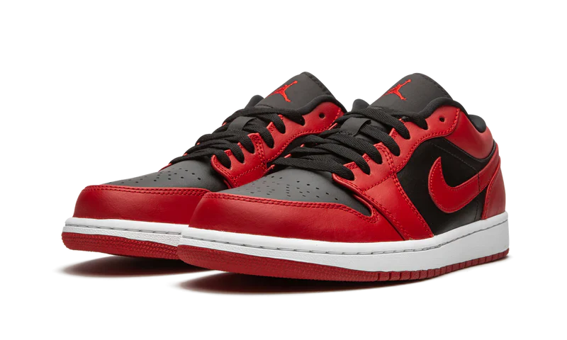 Nike Air Jordan 1 Low Bred Toe Red Black Leather