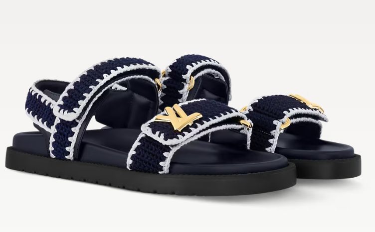 LV Sunset Comfort Sandal Dark Blue Cotton Leather