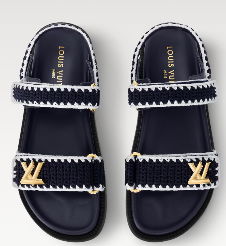 LV Sunset Comfort Sandal Dark Blue Cotton Leather