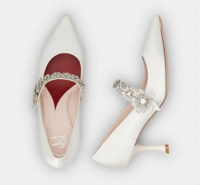 Roger Vivier Efflorescence Mary Jane Pumps 65m White Silk Blend Satin