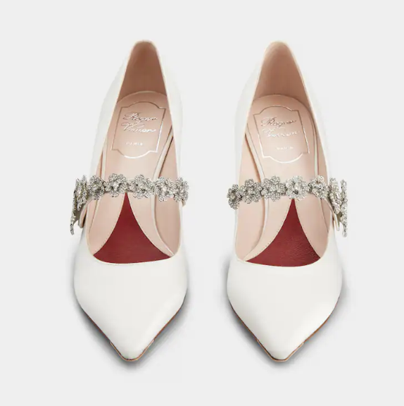 Roger Vivier Efflorescence Mary Jane Pumps 65m White Silk Blend Satin