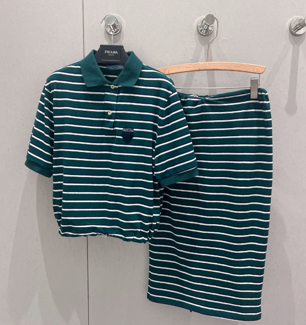 Prada 25 Striped Set Green Cotton 210669