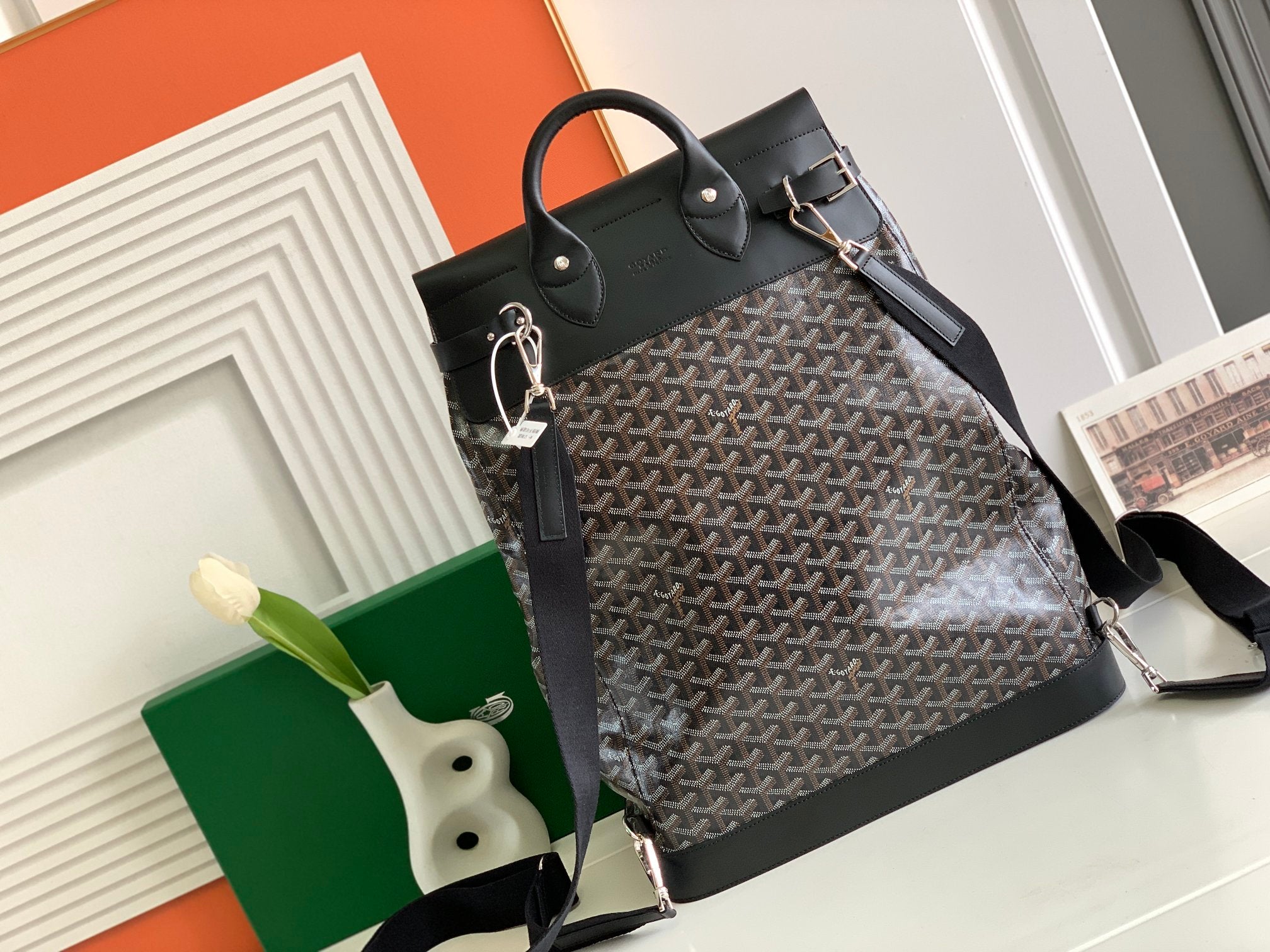 GOYA STEAMER PM BAG 48CM BLACK CANVAS