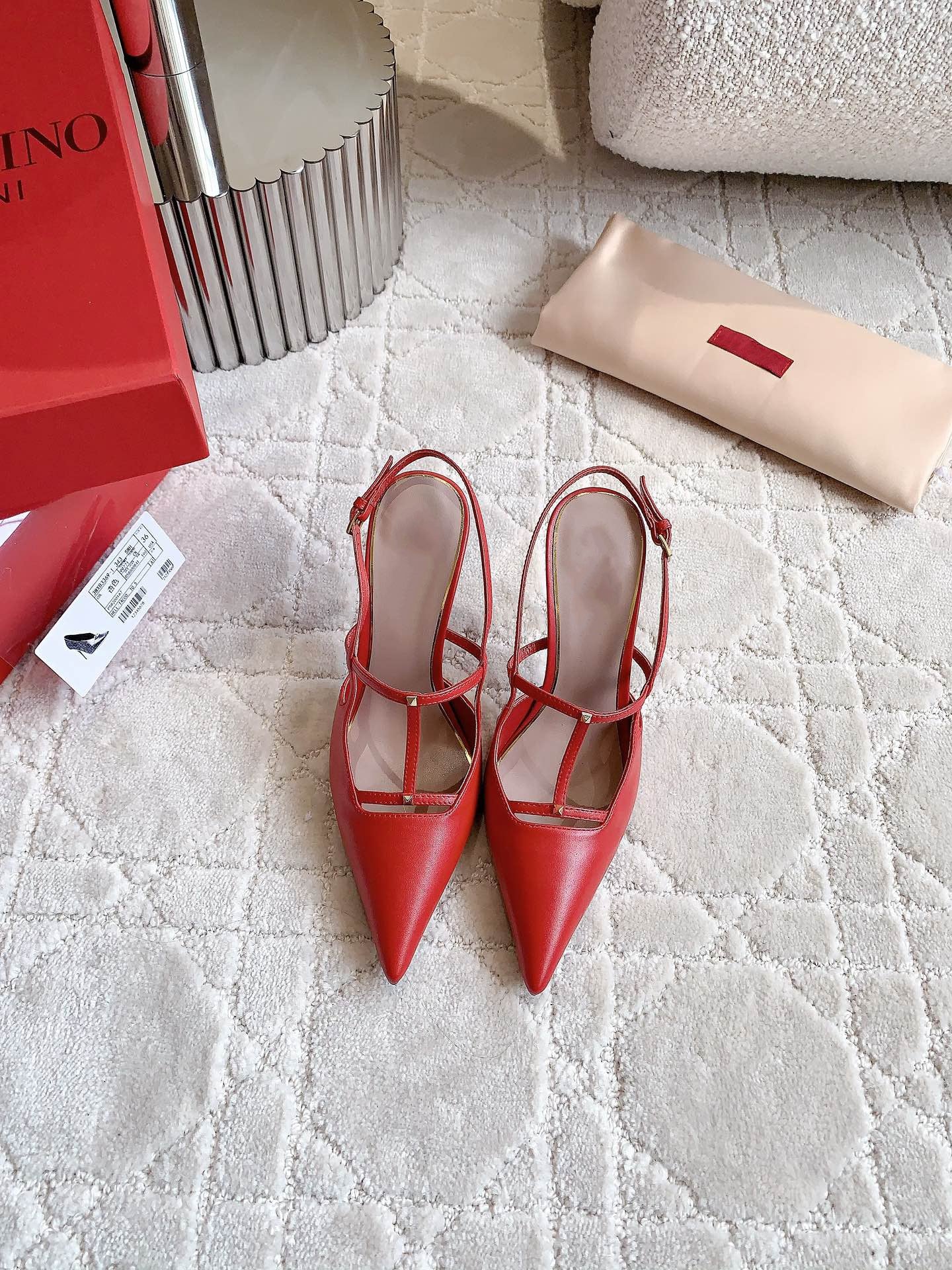 2 Rockstud Slingback 90mm Matte Red