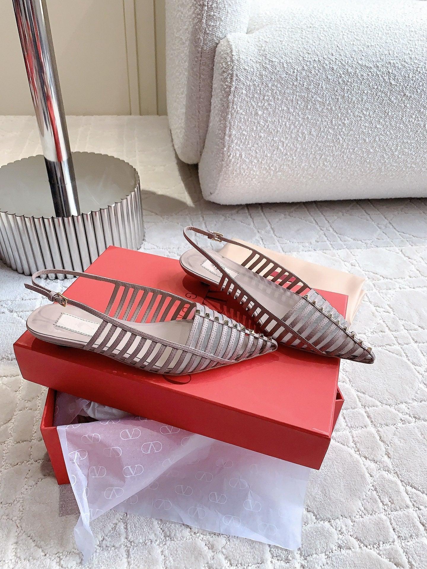 Mesh Slingback Ballerina Rose Cannelle