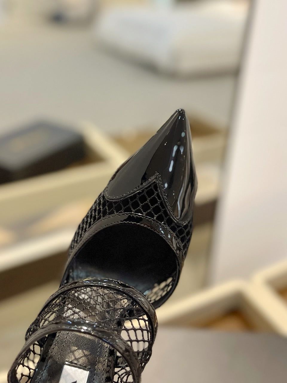 alaia mule 110 fishnet black heart lambskin