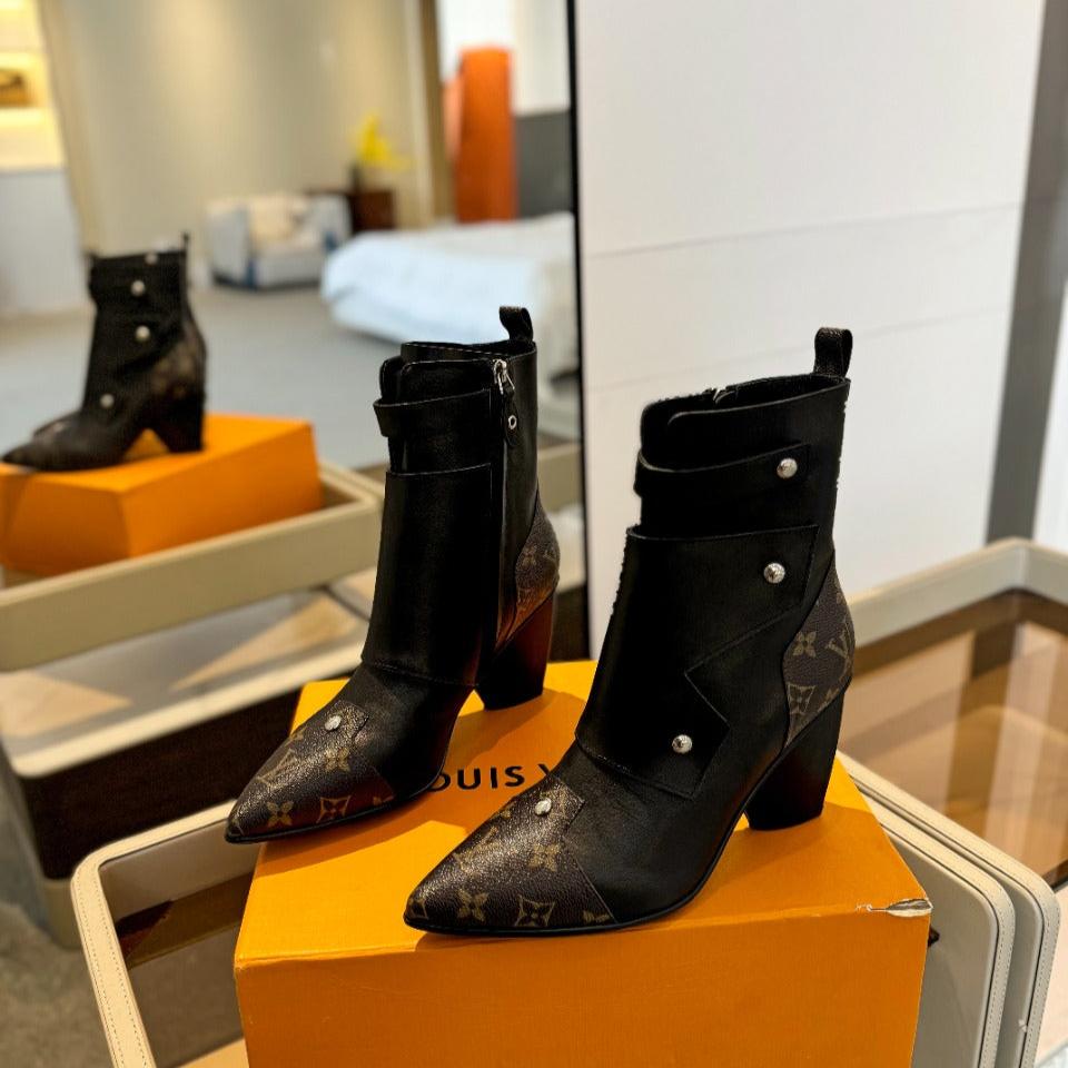 LV Trinity Ankle Boot 75mm Black Mix Dark Brown Monogram Calfskin