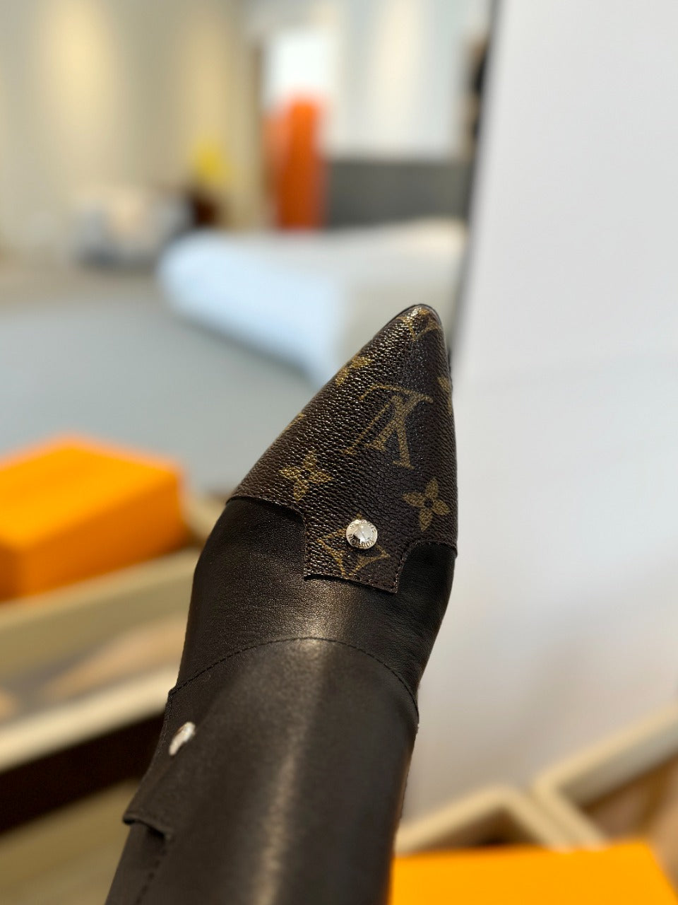 LV Trinity Ankle Boot 75mm Black Mix Dark Brown Monogram Calfskin