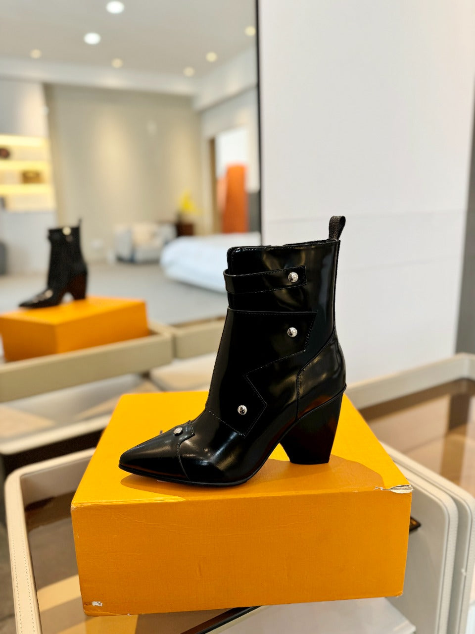 LV Trinity Ankle Boot 75mm Glossy Black Calfskin