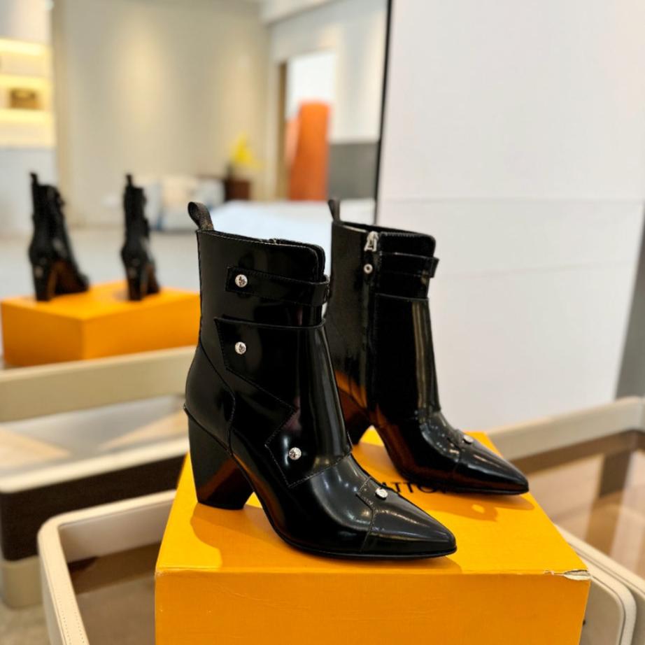LV Trinity Ankle Boot 75mm Glossy Black Calfskin