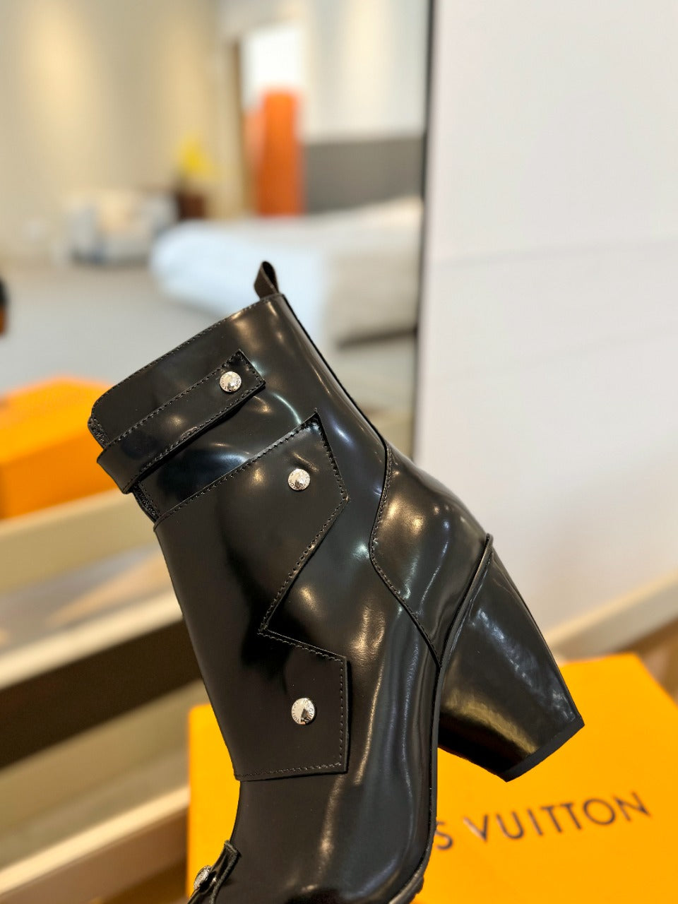 LV Trinity Ankle Boot 75mm Glossy Black Calfskin