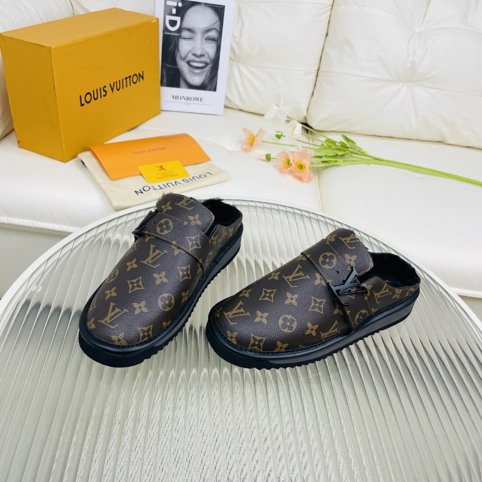 LV Mule Dark Brown Monogram Lambskin