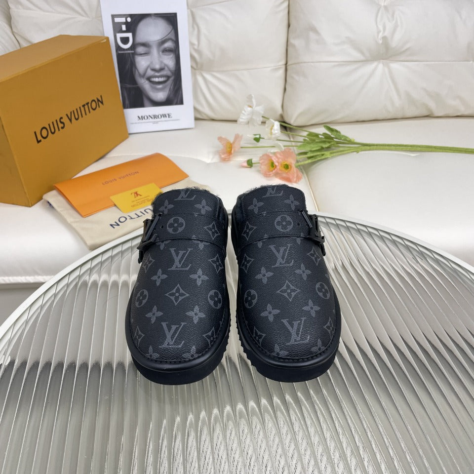 LV Mule Black Monogram Lambskin