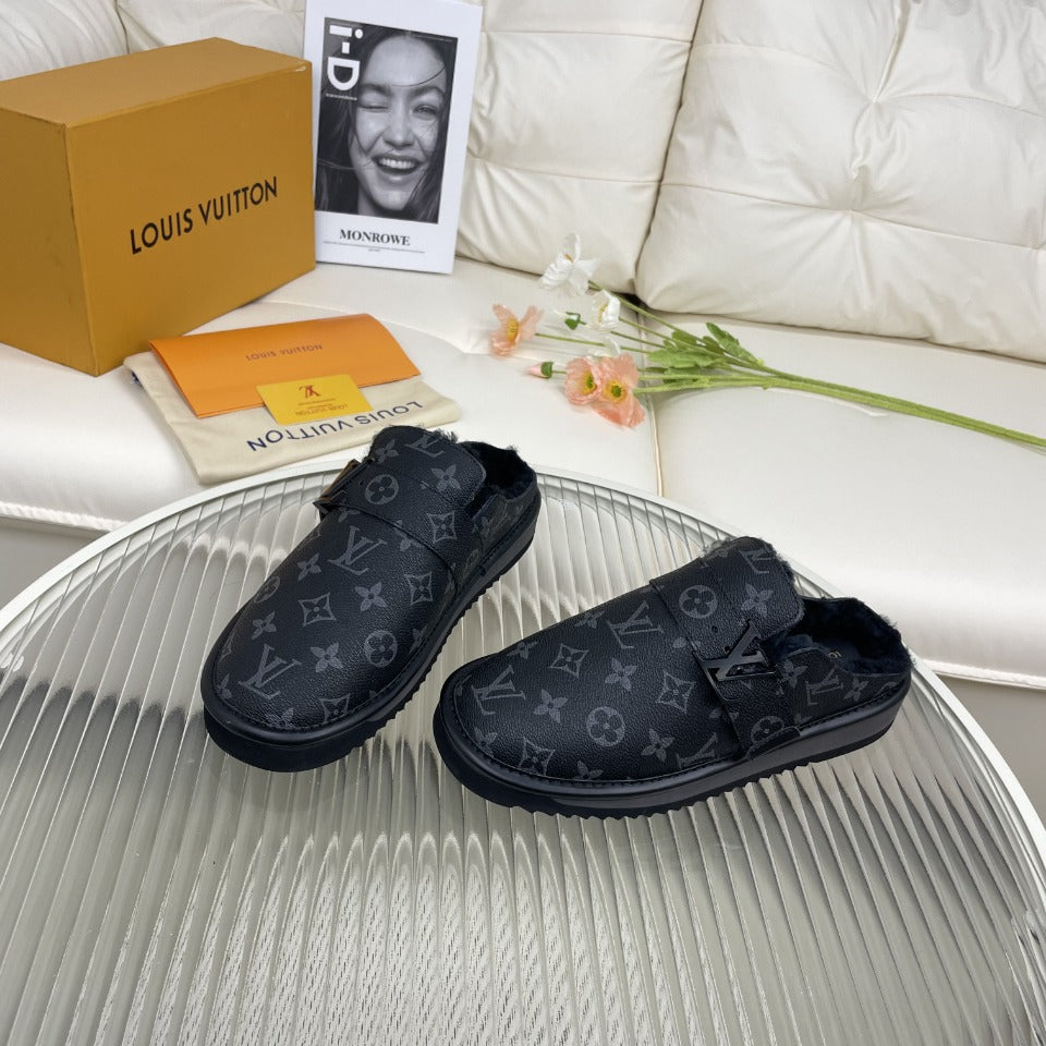 LV Mule Black Monogram Lambskin