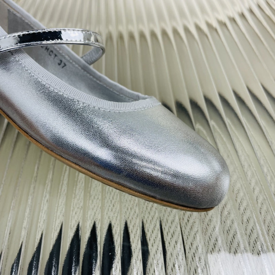 LV Flat Ballerina Metallic Silver Lambskin