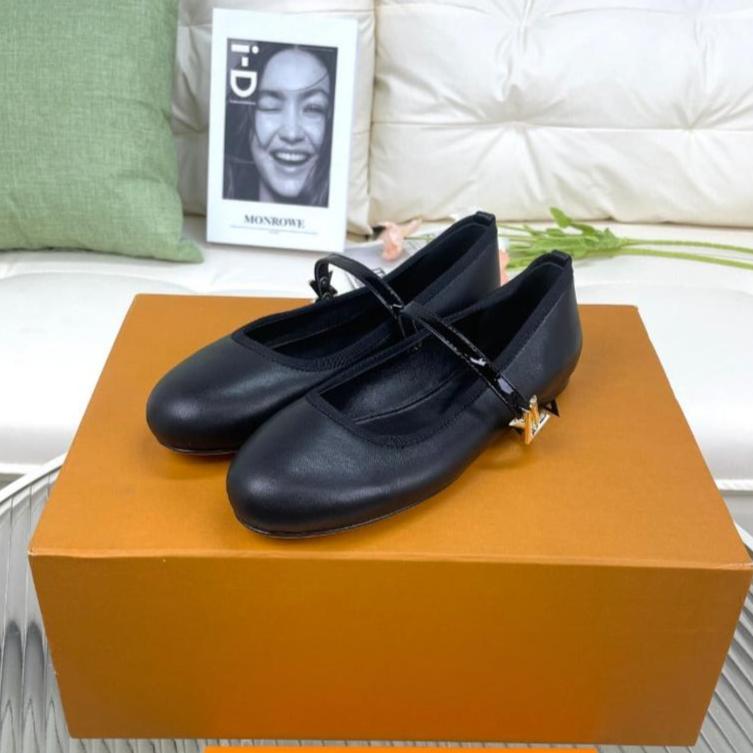 LV Flat Ballerina Black Lambskin