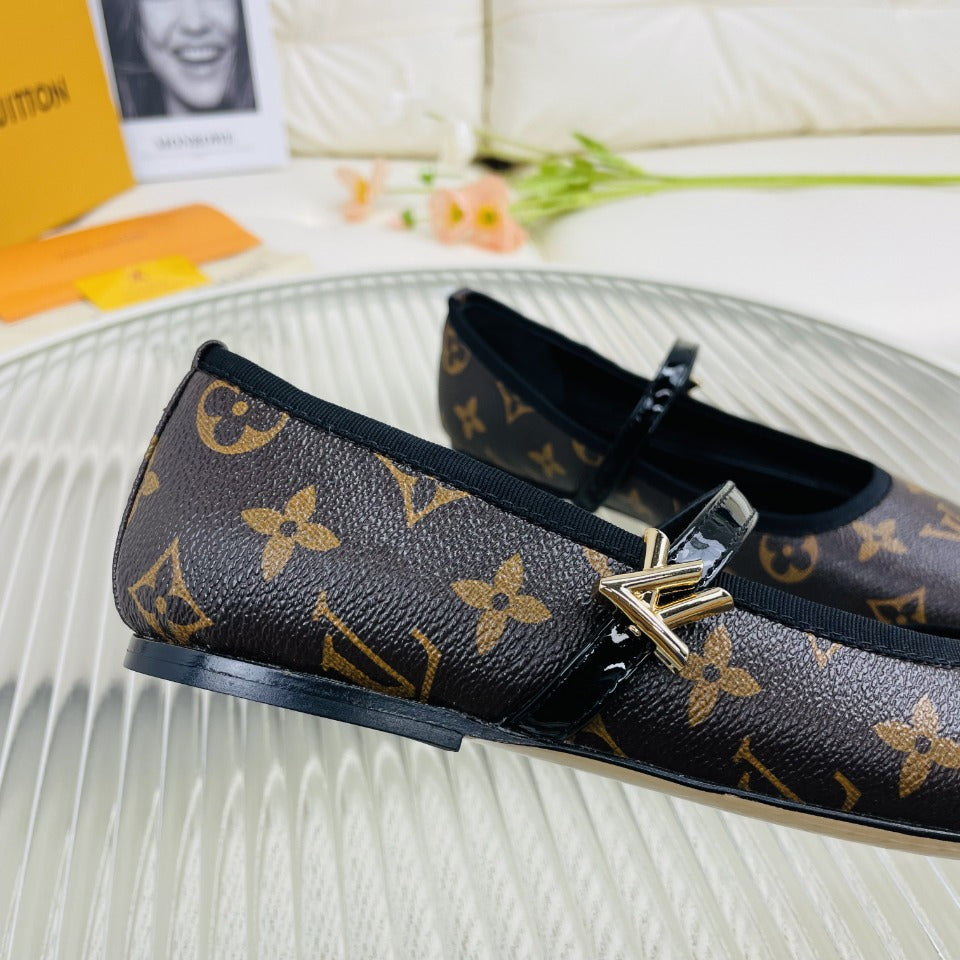 LV Flat Ballerina Dark Brown Lambskin
