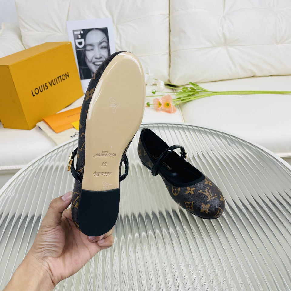 LV Flat Ballerina Dark Brown Lambskin