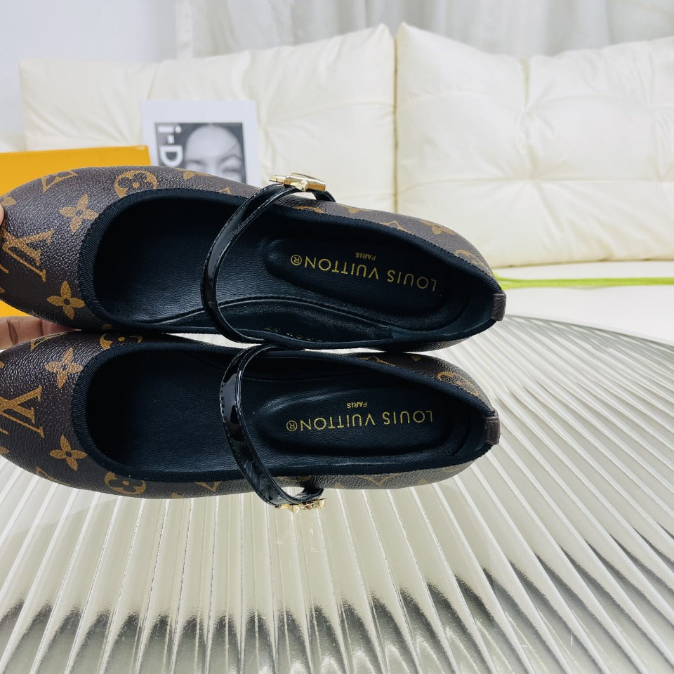 LV Flat Ballerina Dark Brown Lambskin