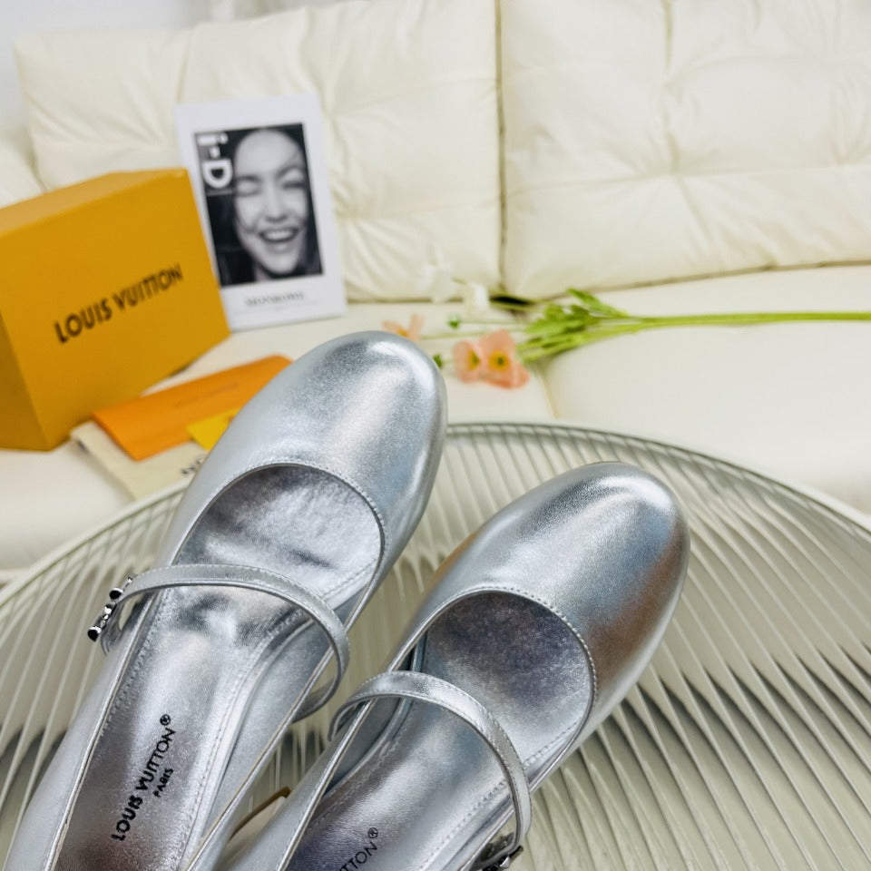 LV Medium-Heel 35mm Pumps Metallic Silver Lambskin