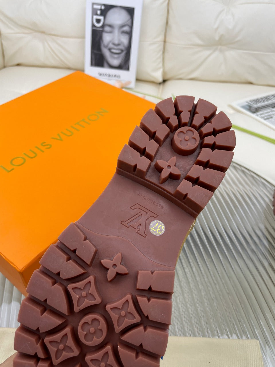 LV x Timberland Ankle Boot 50mm Brown Yellow Nubuck Leather