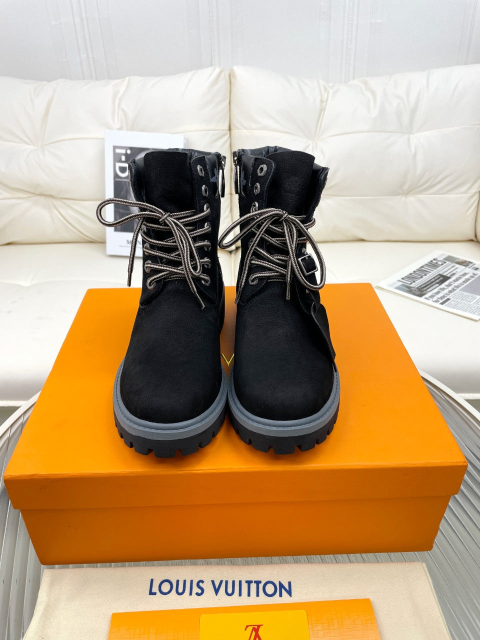 LV x Timberland Ankle Boot 50mm Black Nubuck Leather